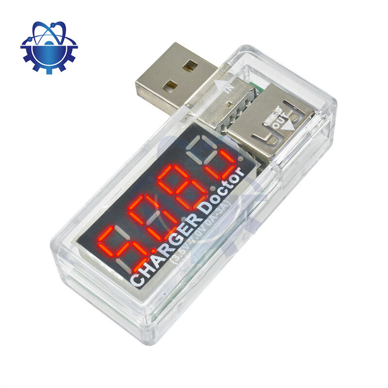 DC 3.3-7.5V Digital USB, medidor de tensão de carregamento de corrente, medidor de tensão, mini USB, voltímetro, voltímetro, transparente