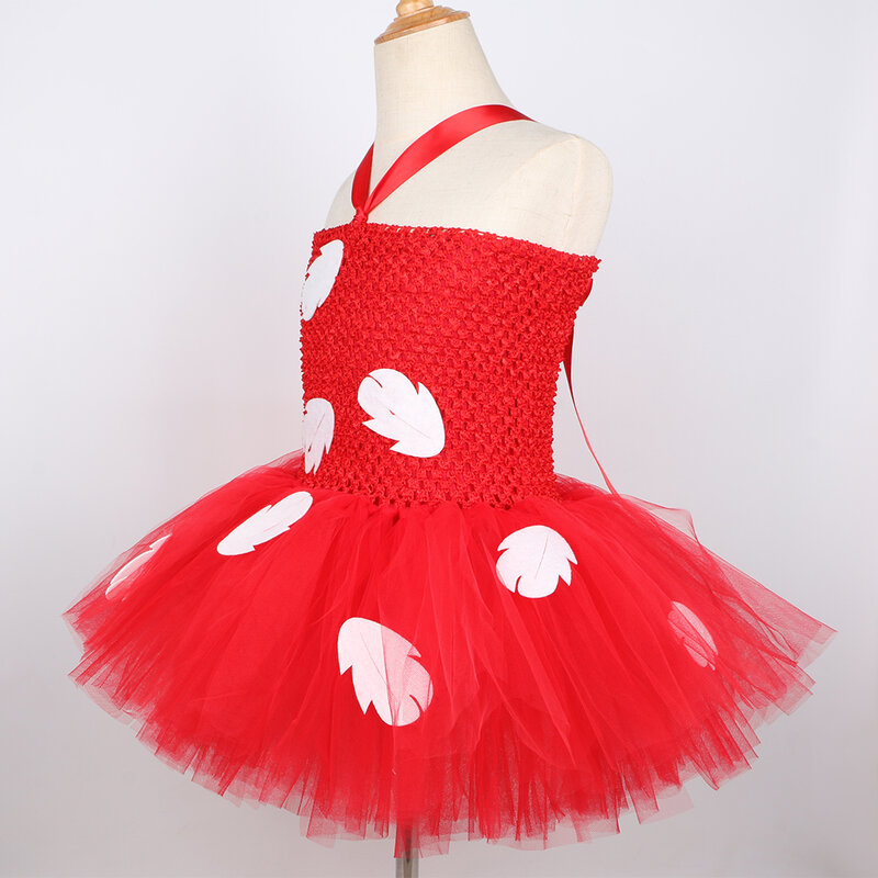 하와이 공주 릴로 투투 드레스 붉은 잎 아기 소녀 루아 생일 파티 드레스, 어린이를 위한 새해 크리스마스 할로윈 의상