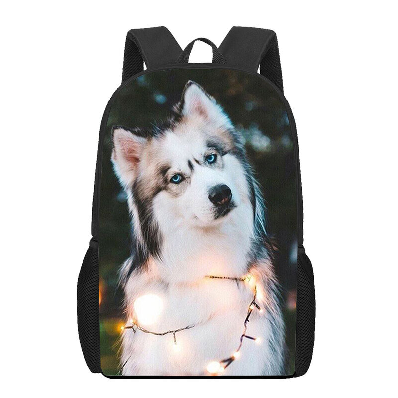 Husky Dog Funny Cool 3D Print School Backpack for Boys Girls Teenagers Kids Book Bag Casual School Bags Large Capacity 16 Inch