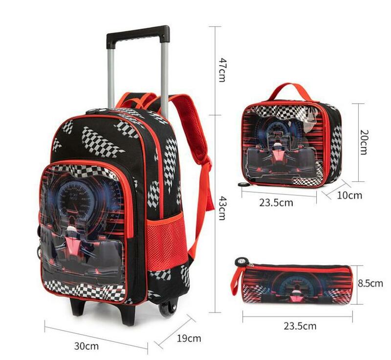 Rolling Backpack For Boys School Bookbag on Wheels School Wheeled Backpack Set Lunch Bag Pen Bag Wheel Trolley Bag for School