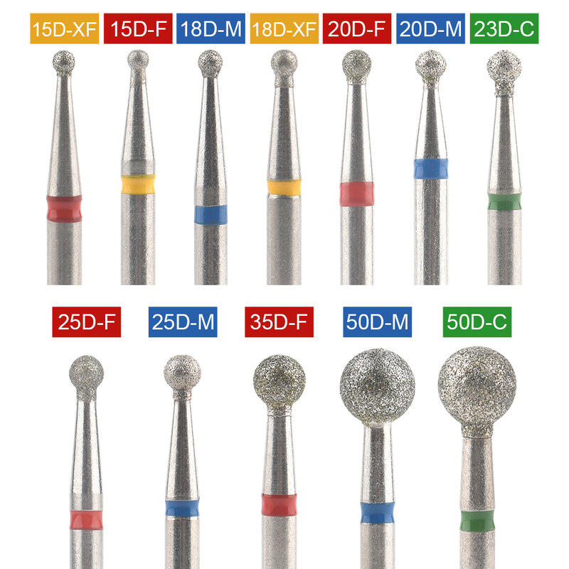 KADS Milling Cutters for Manicure Diamond Nail Drill Bits Burs for Nail Lathes Ball Shape Accessories for Drills Nail Cutter Tip