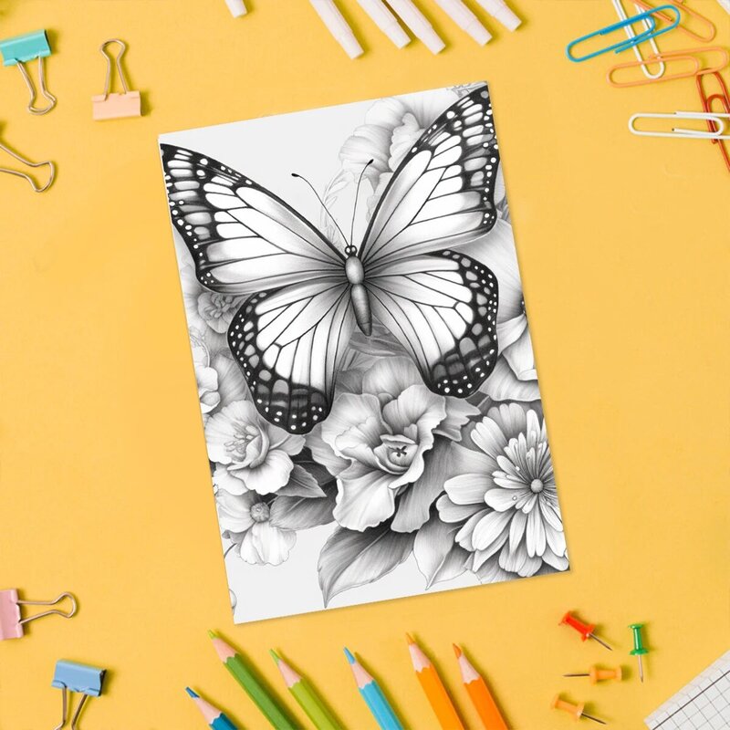 Раскраска с бабочками для детей, подростков и взрослых, 20 страниц, 1 шт.