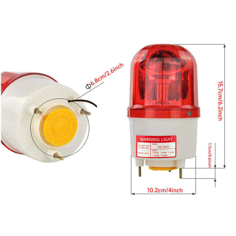Rotating Warning Beacon Light  With Buzzer 110dB Sound Industrial Emergency Strobe Light LTE-1101K