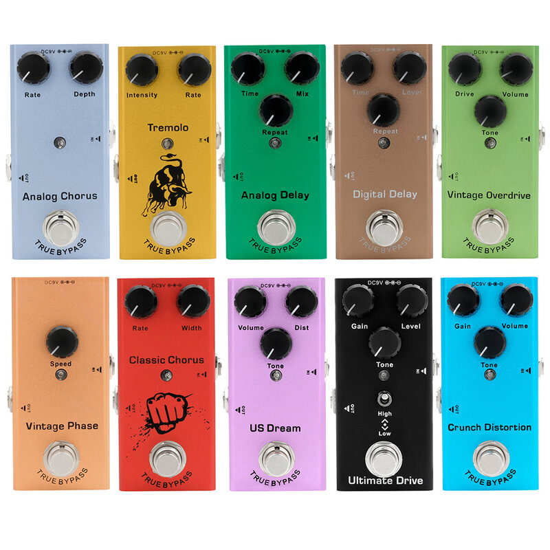 SHUFFLE Electric Guitar Pedal Vintage Overdrive/Distortion Crunch/Distortion/US Dream/Classic Chorus/Vintage Phase/Digital Delay