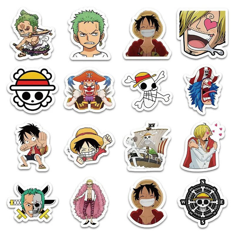 10/50/100PCS Cool One Piece Anime Cartoon Stickers decalcomanie per bambini fai da te Laptop Scrapbook frigo Graffiti divertente adesivo giocattolo regali