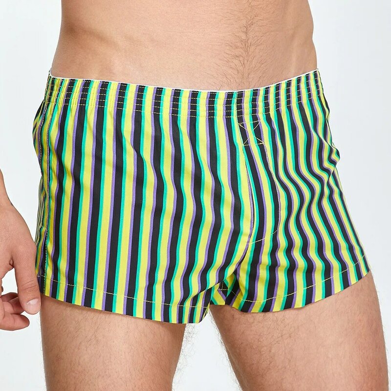 Men Striped Aro Pants Boxer Shorts Casual Breathable Quick-drying Underwear Sports Underpants Sleep Bottoms Sleepwear Panties