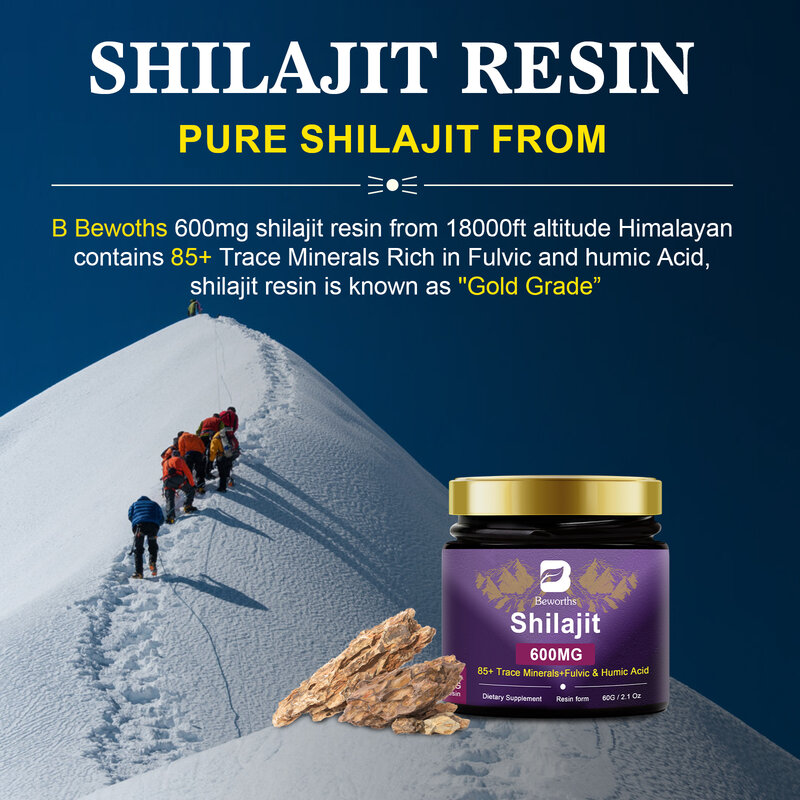 SHILAJIT pasta Original de Shilajits del Himalaya, suplementos minerales puros, energía energética para hombres y mujeres, 60g