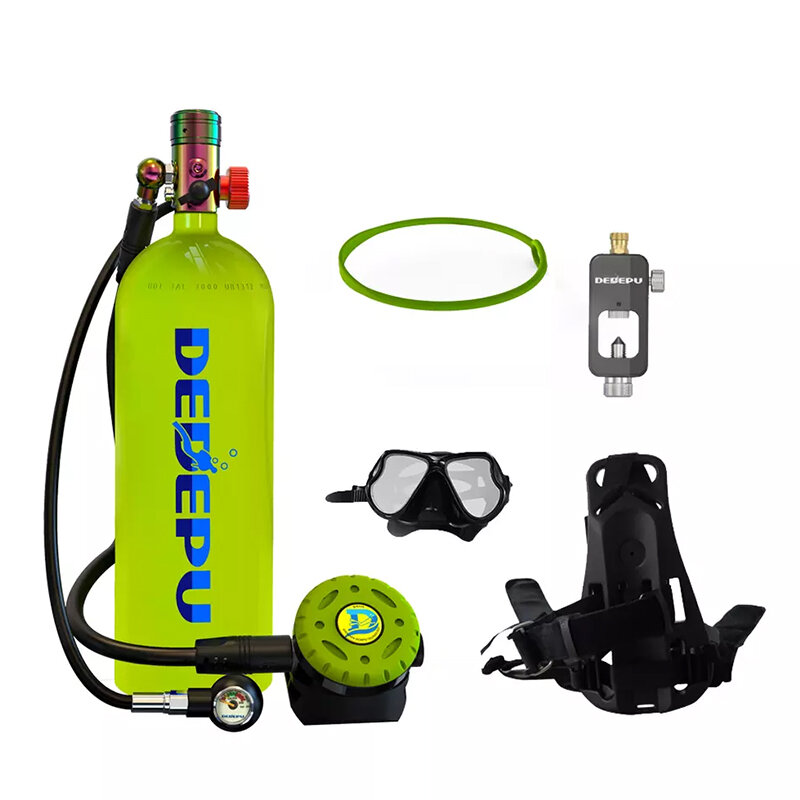 DEDEPU Tangki Scuba 2, 3L Peralatan Kapasitas Khusus Tangki Scuba Botol Menyelam Silinder Oksigen 30 Menit Peralatan Snorkeling