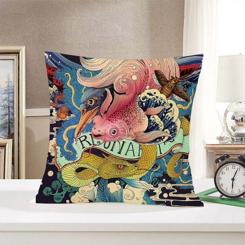 CLOOCL-funda de almohada ukiyo-e, pinturas artísticas japonesas, patrón de Perros del zodiaco, funda de cojín impresa en 3D de doble cara para decoración de sofá y coche