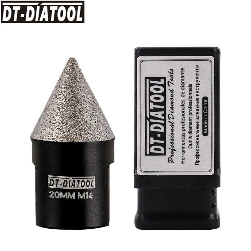 DT-DIATOOL 1pc Vacuum Brazed Diamond Bits 20mm M14 Finishing Hole Tool Ceramic Tile Enlarge Shape Round Bevel Beveling Chamfer