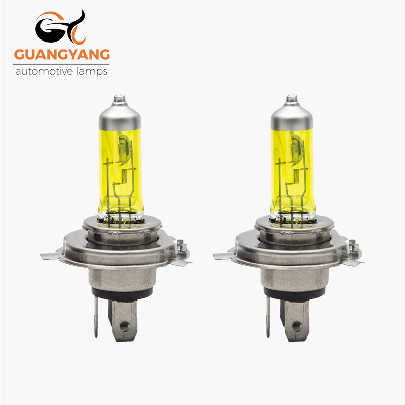 2 Pcs H4 9003 HB2 12V 60/55W P43T Yellow Lights Car Lights Headlight Auto Fog Lamps Halogen Bulbs