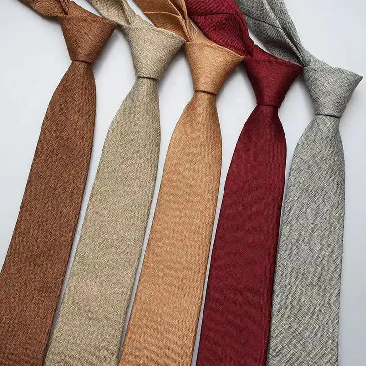 Rot rosa 15 Farben lässig Mode Herren Krawatte einfarbig Leinen Baumwolle Krawatte 6cm Breite dünne schmale Krawatten für Party