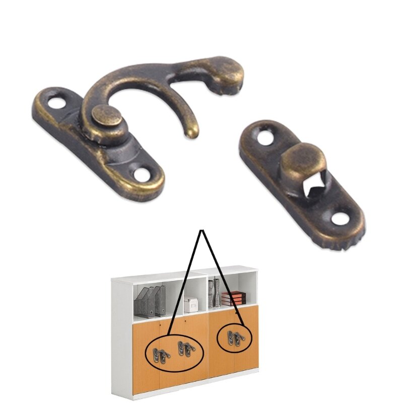 E74B Bronze Mini-Schwingarmverschluss für Riegel, Vintage-Stil, rechter Knebelhaken, Metallverschluss, gebogene Schnalle, auch