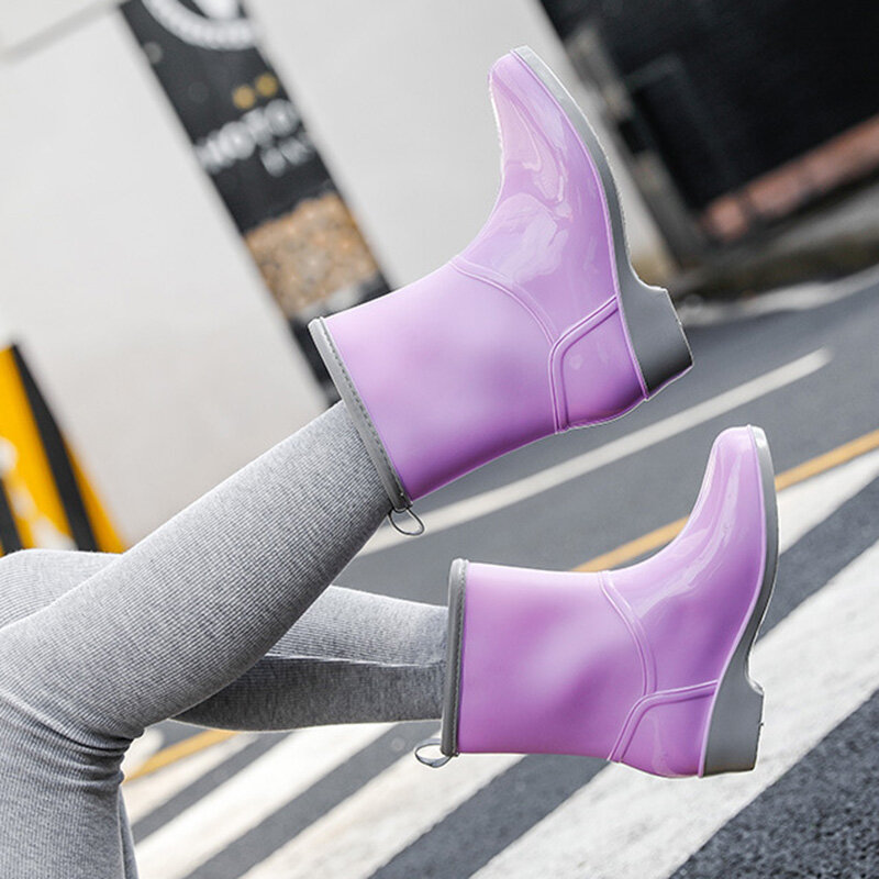 Nowa guma damskie kalosze wodoodporny PVC moda wypoczynek na świeżym powietrzu antypoślizgowe jednokolorowe damskie kalosze damskie buty do wody