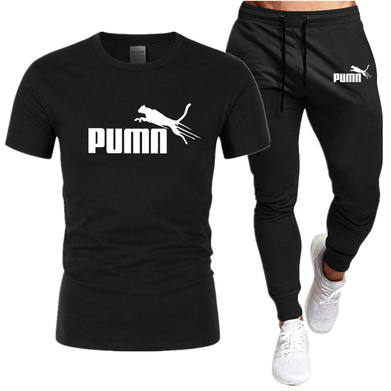 Комплект футболок и брюк из хлопка для мужчин, одежда для фитнеса, бега, 2 штуки, новая коллекция, Offr