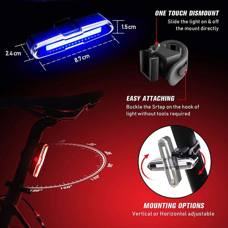 Dilwe-luz trasera para bicicleta, luz LED de alta intensidad recargable por USB, ultrabrillante, accesorios para ciclismo de montaña