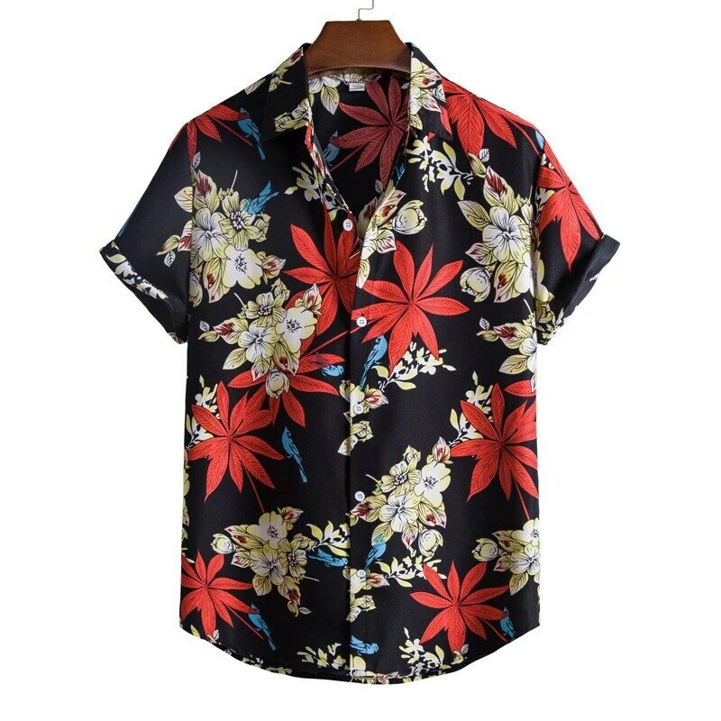 Летняя мужская футболка с цветочным 3D принтом, летняя Гавайская пляжная рубашка, праздничная Мужская свободная футболка с коротким рукавом, модель