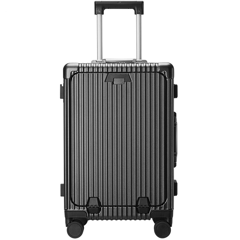 Luggage Multi-Function Travel Suitcase Aluminum Frame Pull Rod Case USB Charging Port With Folding Cup Holder Boarding Bag