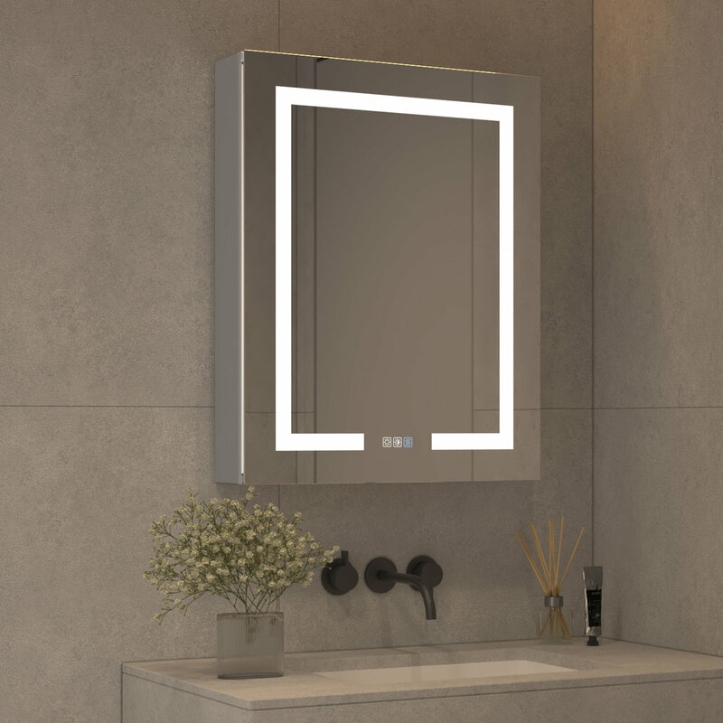 Современный зеркальный шкаф для ванной комнаты из нержавеющей стали настенный шкаф для лекарств с умным зеркалом и экологически чистыми характеристиками