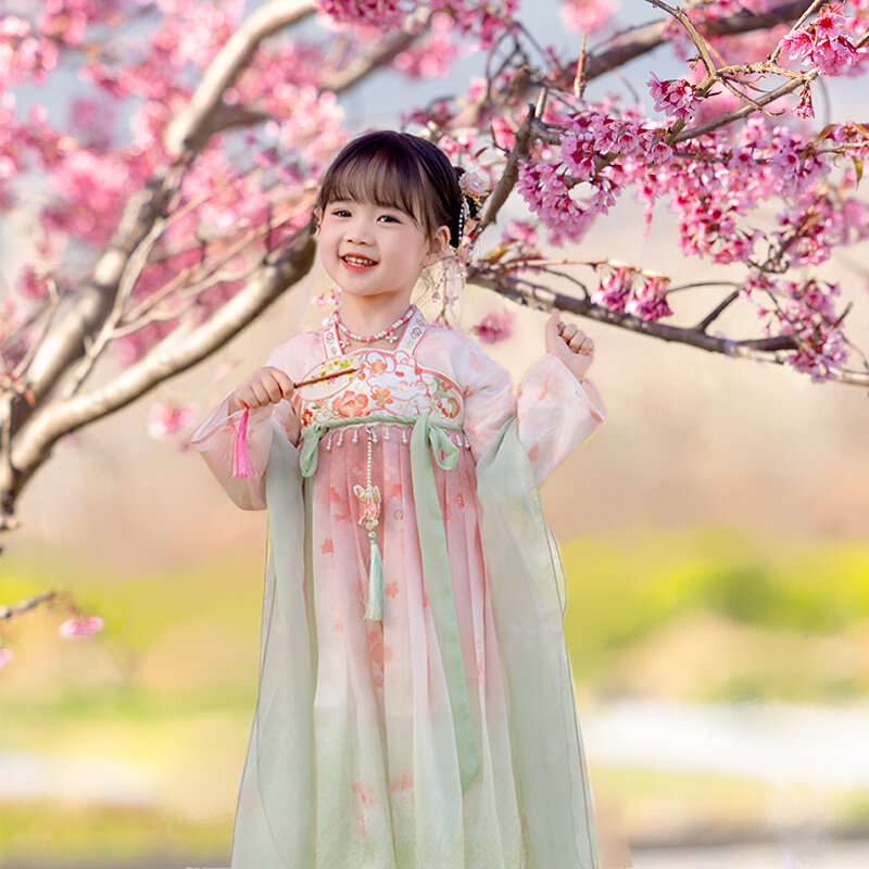 Hanfu Girls Spring Dress Baby Chinese Style Chest length Ru Skirt Little Girl Super Immortal Ancient Dress Children's Tang Dress