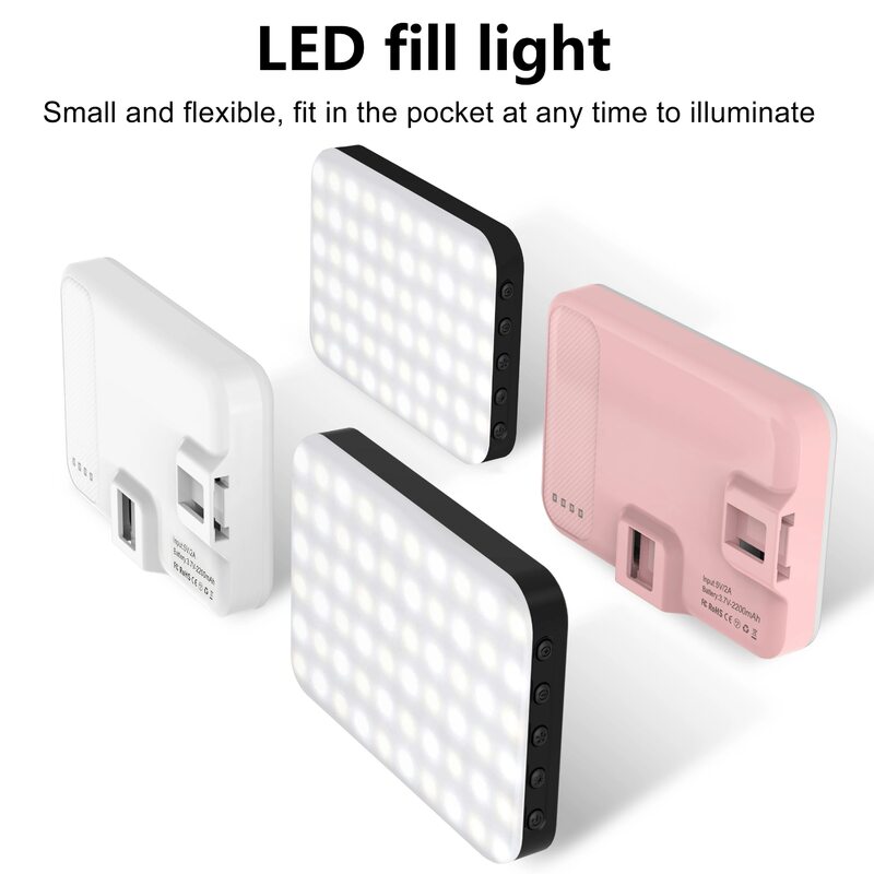 LED Rechargeable Clip Fill Video Conference Light with Front,for Phone,iPhone,Android,iPad,Laptop, for Makeup,TikTok,Selfie,Vlog
