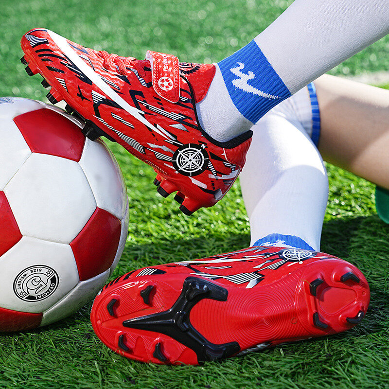Heißer Verkauf billiger Outdoor-Klett verschluss Kinder Futsal Schuhe atmungsaktive Kinder Sportschuhe bequeme Anti-Rutsch-Jungen Fußballs chuhe