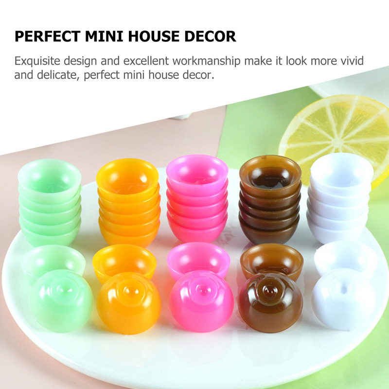Dollhouse Miniature Round Bowl Model Kitchen Dinning Tableware Accessories DIY Pretend Play House Toys