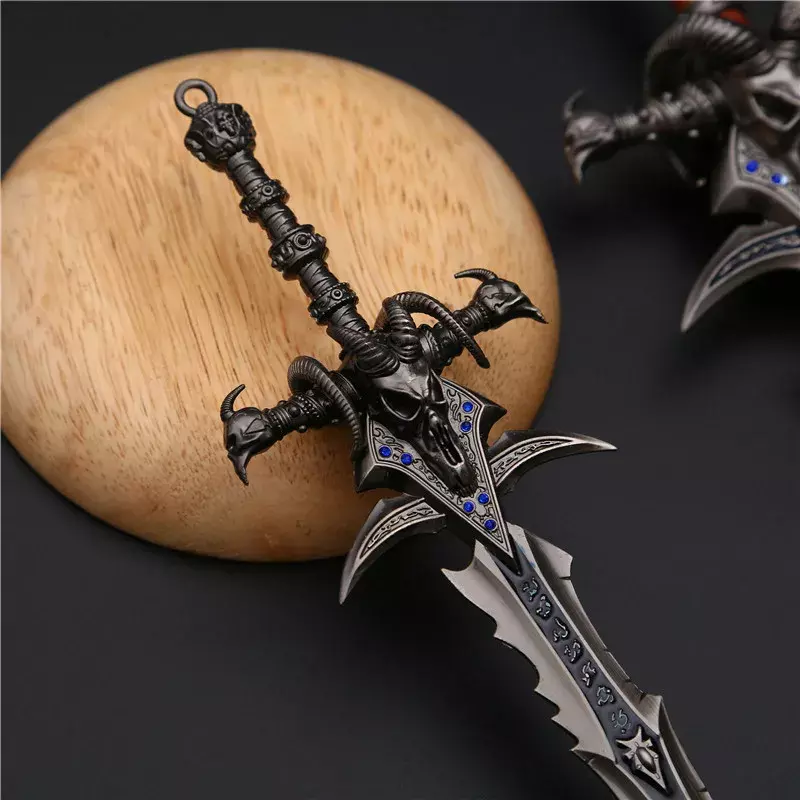 Modelo de arma World of Warcraft, llaveros de aleación de Anime, espada katana, juego de acero real, juguetes para niños, regalo de Katana