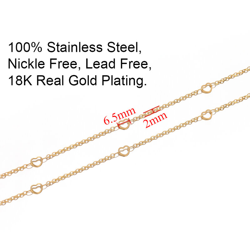 2 Meters Stainless Steel Heart Link Chains Bulk DIY Jewelry Making Crafts Necklace Findings Handmade Bracelets Accessories
