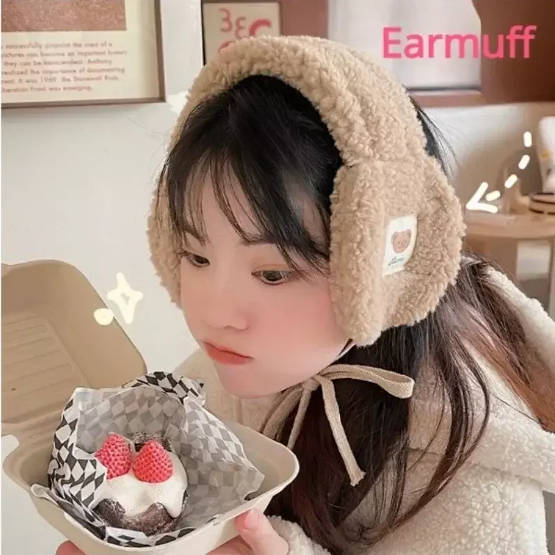 Cute Bear Earmuffs Women Soft Plush Foldable Ear Muffs Winter Outdoor Warm Cold Protection Earflap Windproof Adjustable Earmuff