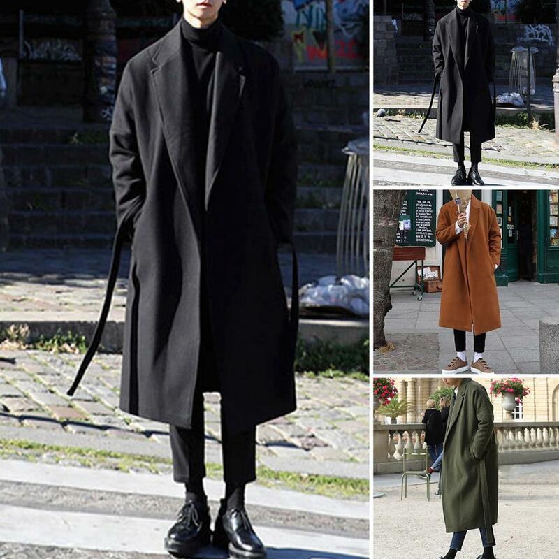 Простое, но Стильное мужское пальто, стильное свободное повседневное длинное пальто, модное осенне-зимнее пальто для офисного образа