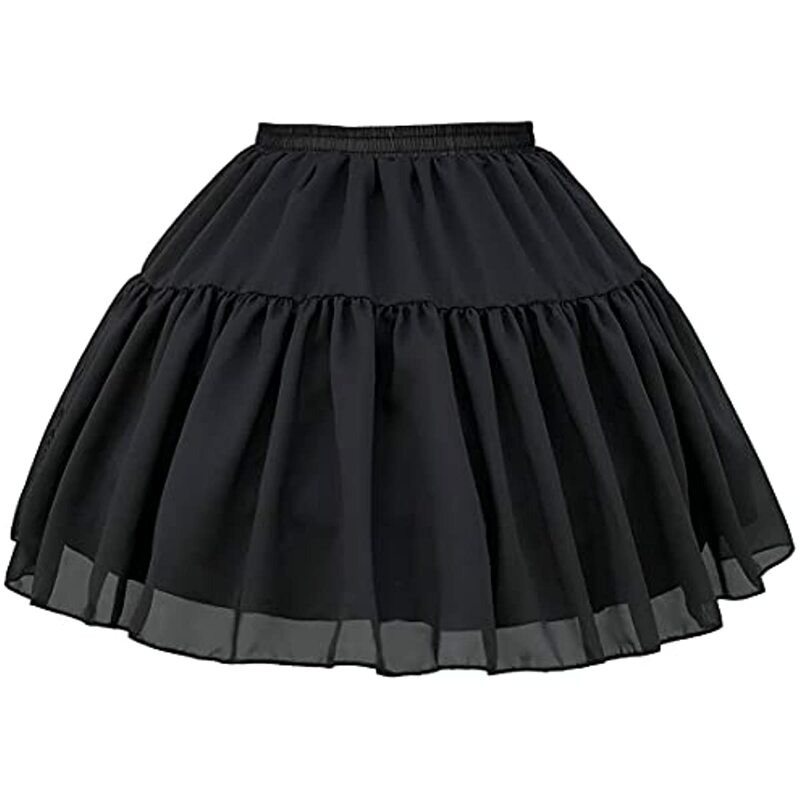 Mädchen Lolita Unterwäsche Cosplay Petticoats Unterrock Hälfte Rutscht Elastische Taille Chiffon Rock