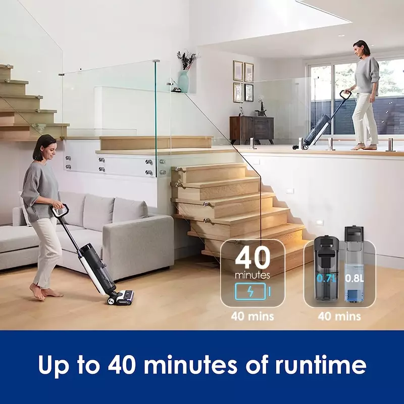 Tineco intelligent cordless floor vacuum cleaner dual-purpose mop, suitable for centrifugal drying of sticky debris and pet hair