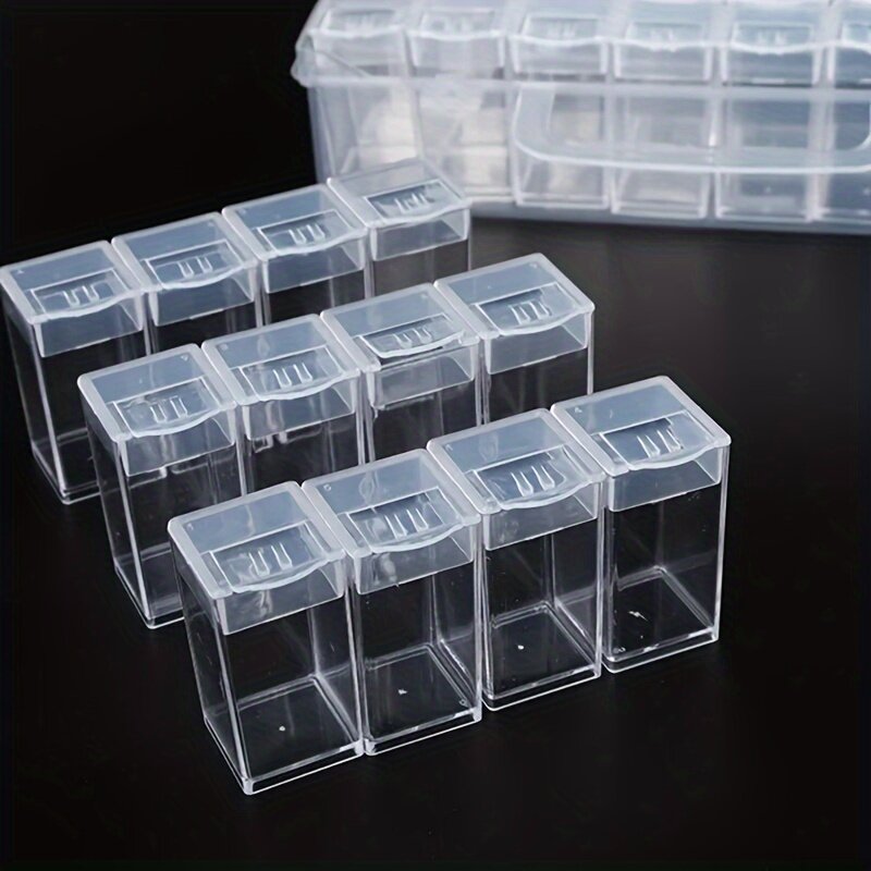 다이아몬드 페인팅 및 라인석 보관함, 32 칸 투명 보관함, 독립 소형 상자, 쉬운 분류