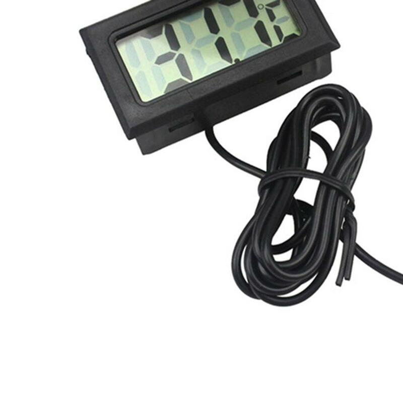 Termometer higrometer tampilan Digital LCD Mini, Sensor temperatur dalam dan luar ruangan untuk mobil dan rumah