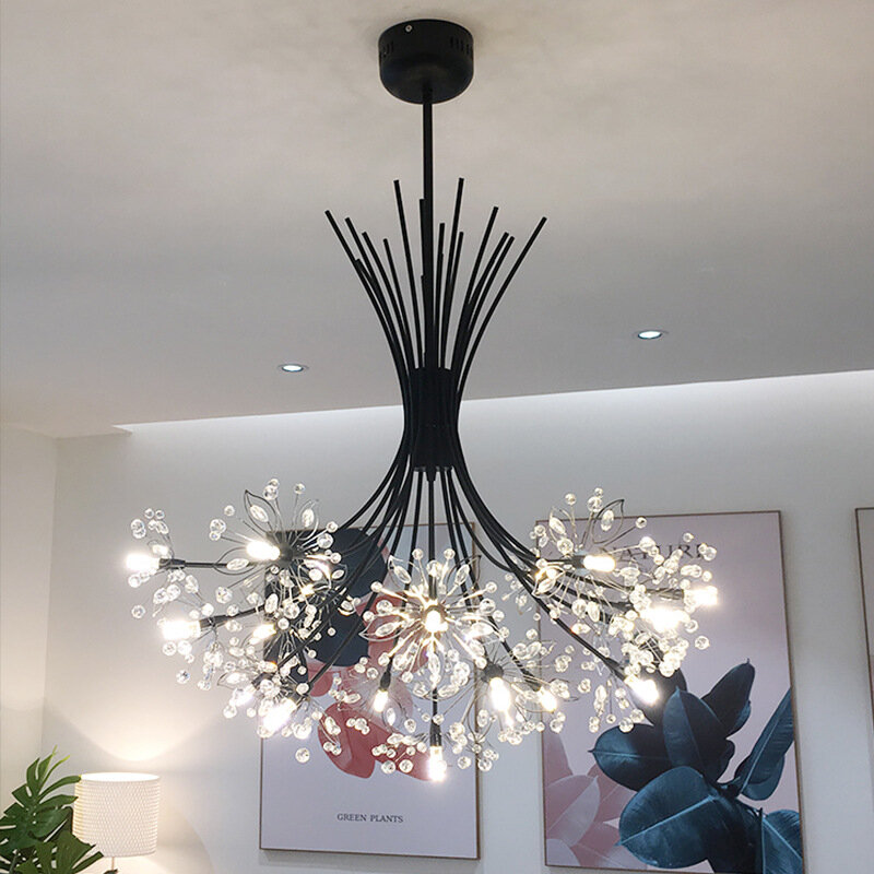Lámpara de cristal de flor de nieve, candelabro artístico y creativo de cristal para Hotel, sala de estar, comedor, Bar, cafetería, K9
