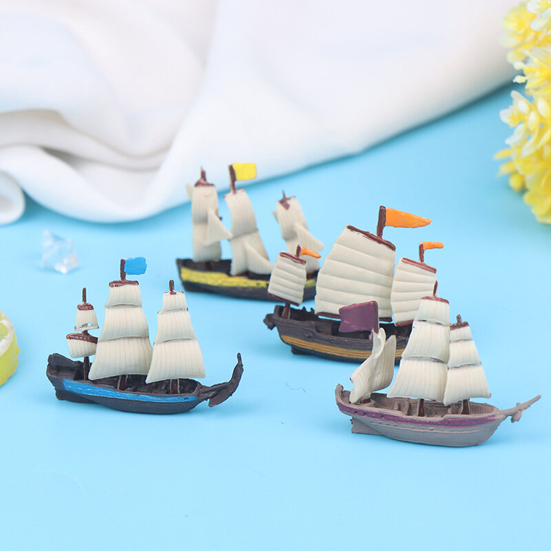 Casa de muñecas en miniatura, Mini Barco Pirata, yate de mar, decoración de barco oceánico, muebles de casa de muñecas