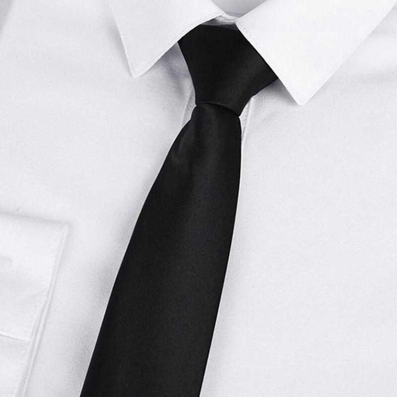 Black Clip On Men Tie Security Ties For Men Women Unisex Tie Clothing Necktie Funeral Doorman Steward Black Tie Matte Black G2E5
