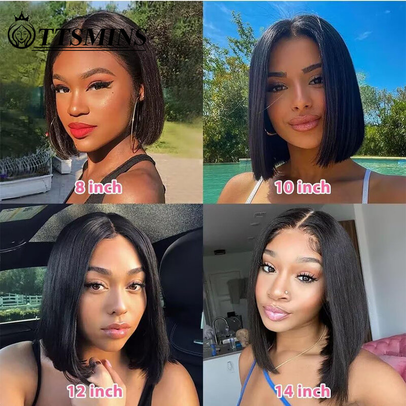 Double Drawn Bone Straight Bob Wig Lace Front Human Hair Wigs Short Glueless Wig Transparent 13x4 Lace Frontal Wig Pre Plucked