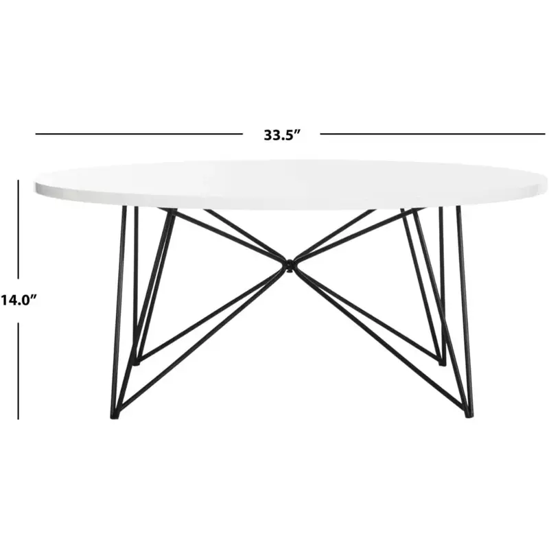 Safavieh Home Collection Maris Modern White Lacquer Round Hairpin Leg Coffee Table