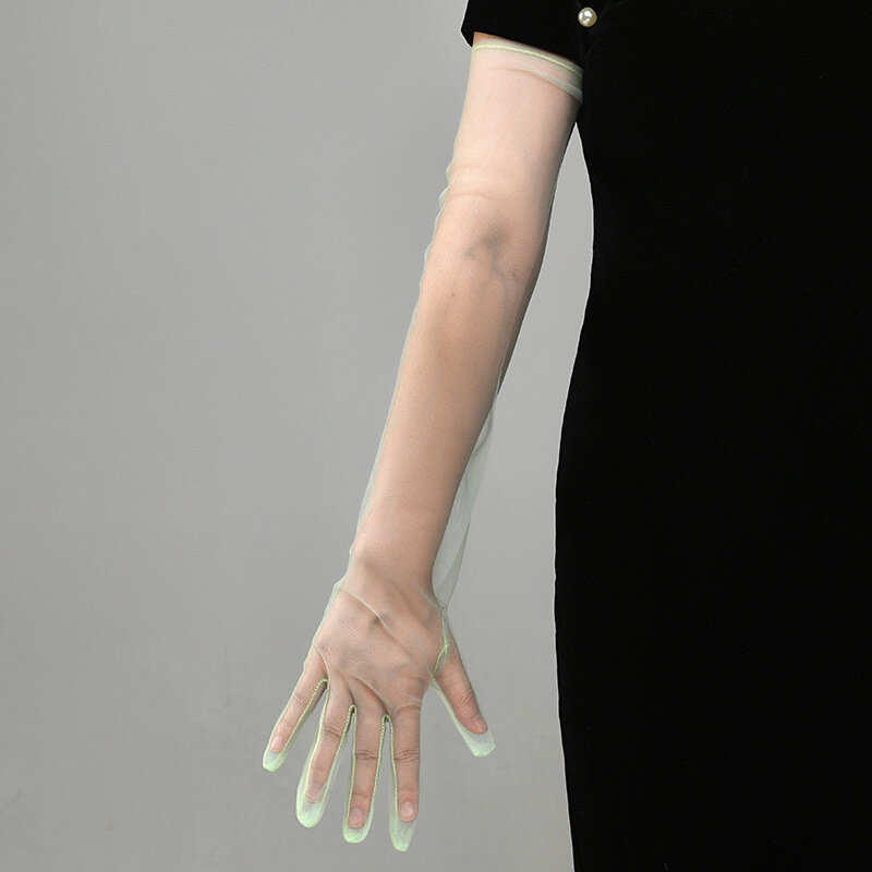 55 سنتيمتر النساء طويلة الصلبة رقيقة شفافة Gloves بها بنفسك قفازات مرحلة الأداء عشاء حفلة اكسسوارات أنيقة الرجعية نمط تمتد لينة