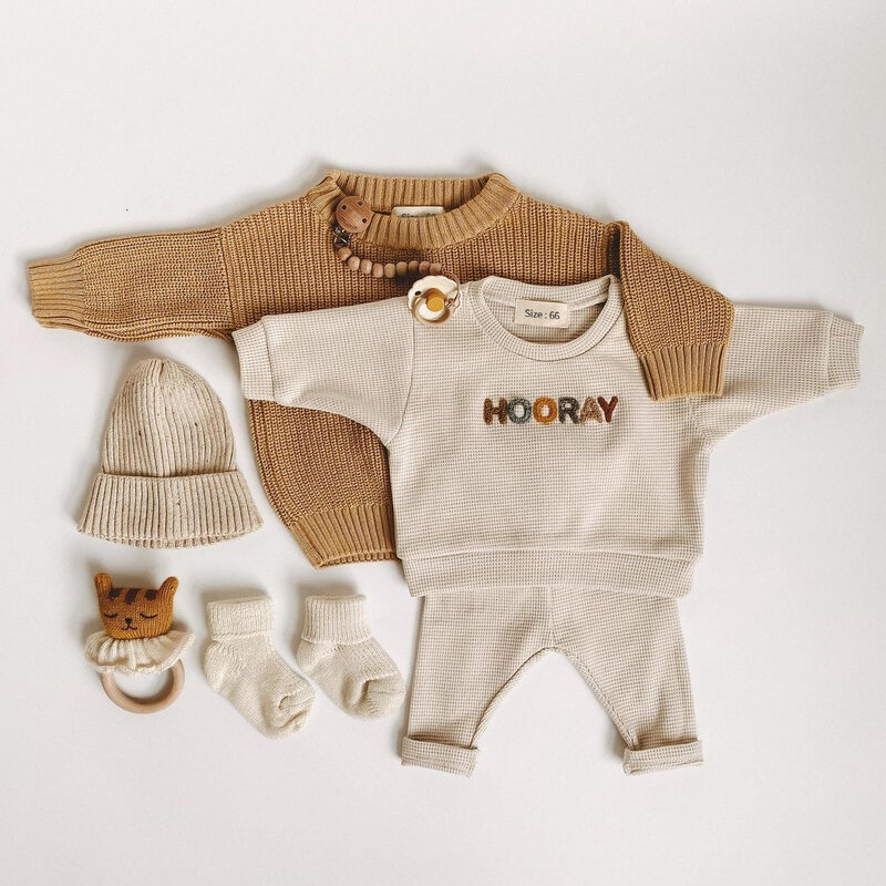 Ensemble sweat + pantalon pour bébé fille et garçon, tenue imbibée pour nouveau-né, accessoires de costume, mode printemps 2024