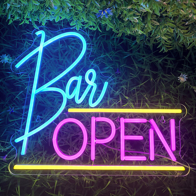 Bar Open LED Neon Suspiro Pendurado Decoração de Parede Luzes, Lâmpada USB para Home Bars, Festa Bem-vindo Gatos, Carta Logo, Nice Room Decor