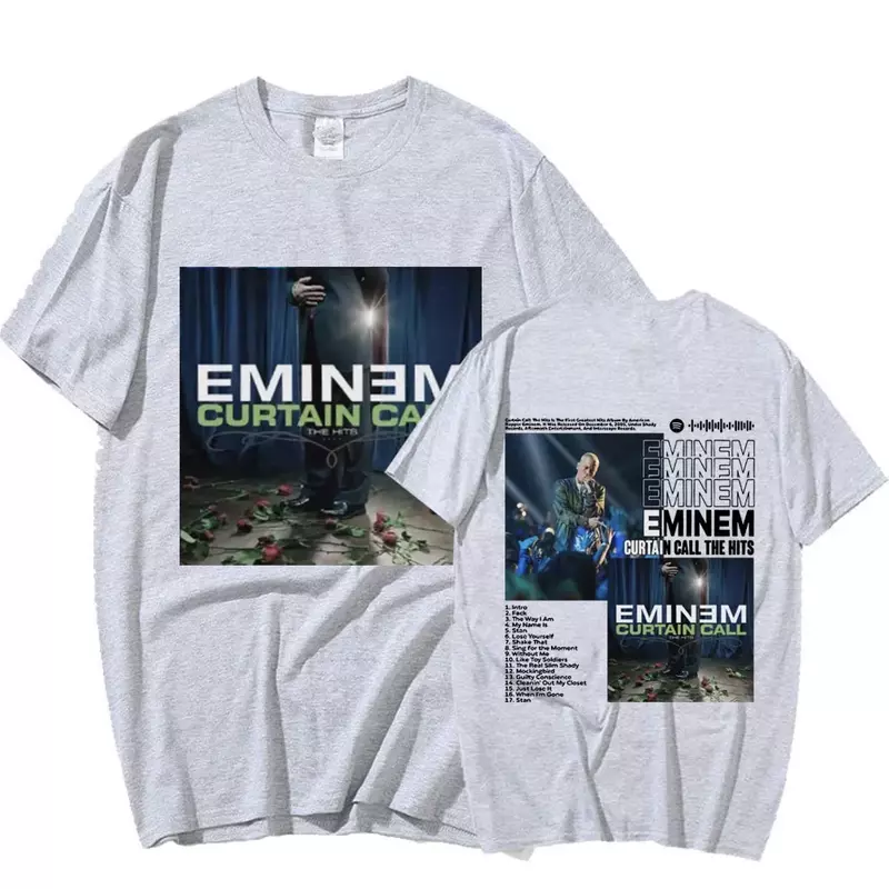 Unisex Eminem Tour manga curta camiseta estampada, streetwear extragrande, puro algodão, moda hip-hop, verão