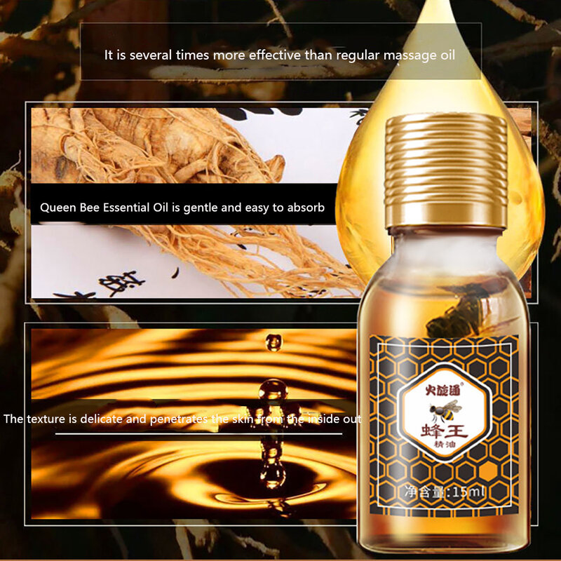 Aceite Esencial Queen Bee para el cuidado corporal, hidratante, masaje térmico, hombro, cuello, articulación corporal, compuesto, 15ml