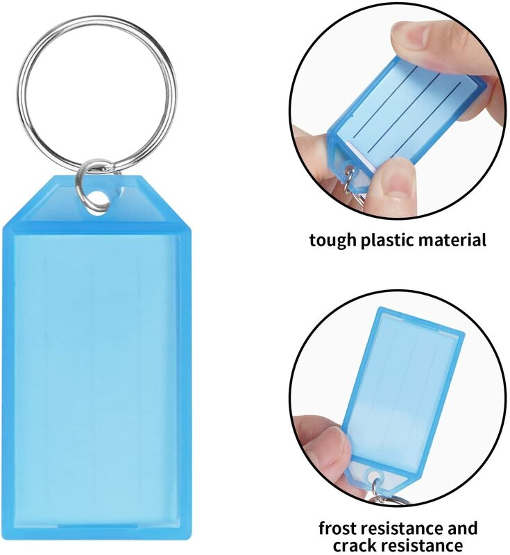 Plastic Key Tags With Labels Flexible Identifiers Split Ring Assorted Colors File Holder Accessories Office School Supplies