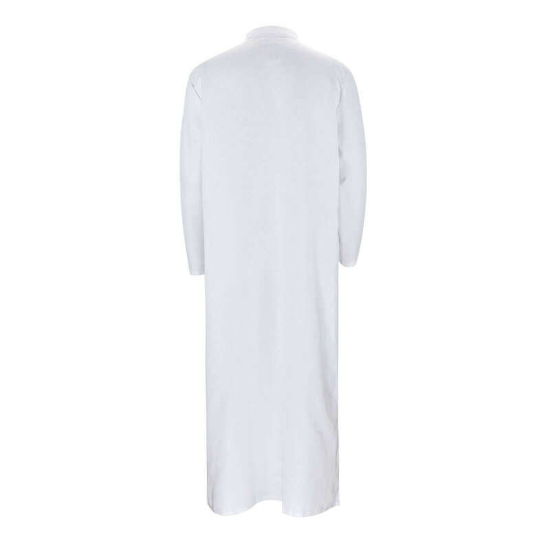 Bata árabe de gran tamaño para hombre, ropa musulmana de manga larga, color sólido, Camisa larga islámica bordada Vintage