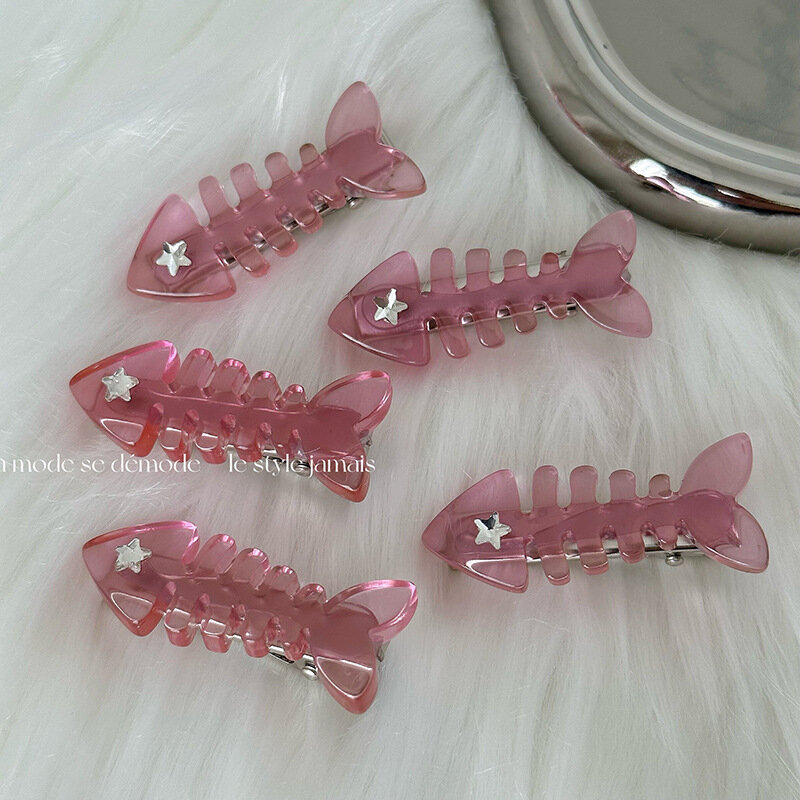 Horquilla de púas de pescado pequeño Rosa Y2K, Clip de boca de pato, diseño Sense Bang, Clip lateral, nuevos accesorios para el cabello
