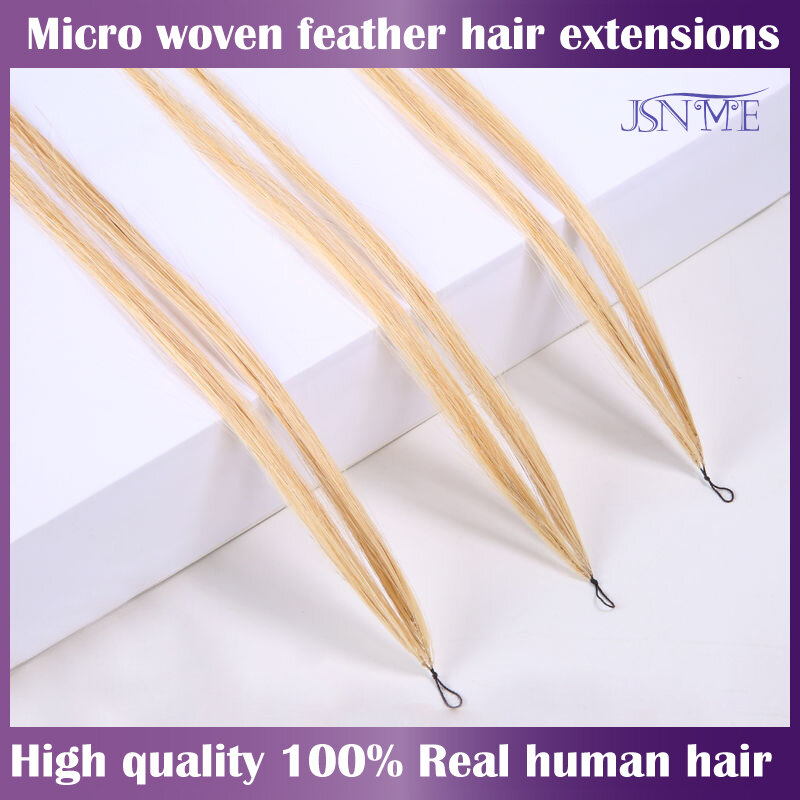 Microfeather-extensiones de cabello humano 100% Real, pelo Natural, doble hebra, 1,6g, 14-24 pulgadas, negro, marrón, Rubio