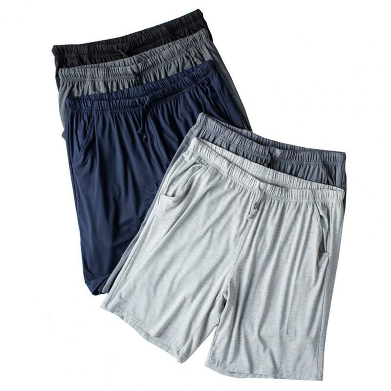 Modal Verão Pijama Shorts Fique Cool Confortável Cor Sólida All-Match Drawstring Shorts Homens Acessórios